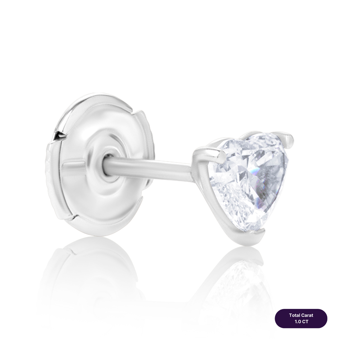 Solitaire Stud Lab Diamond Earrings Heart