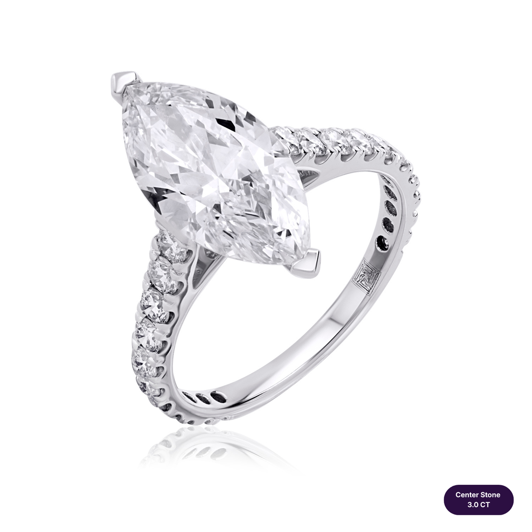 Solitaire Pave Lab Diamond Ring Marquise