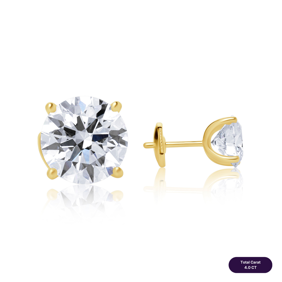 Solitaire Stud Lab Diamond Earrings Round