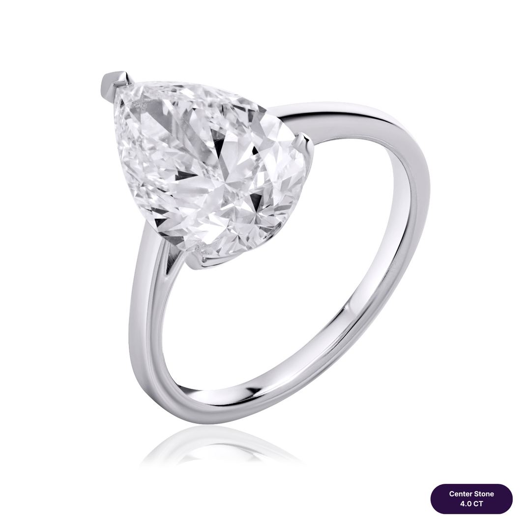 Solitaire Lab Diamond Ring Pear