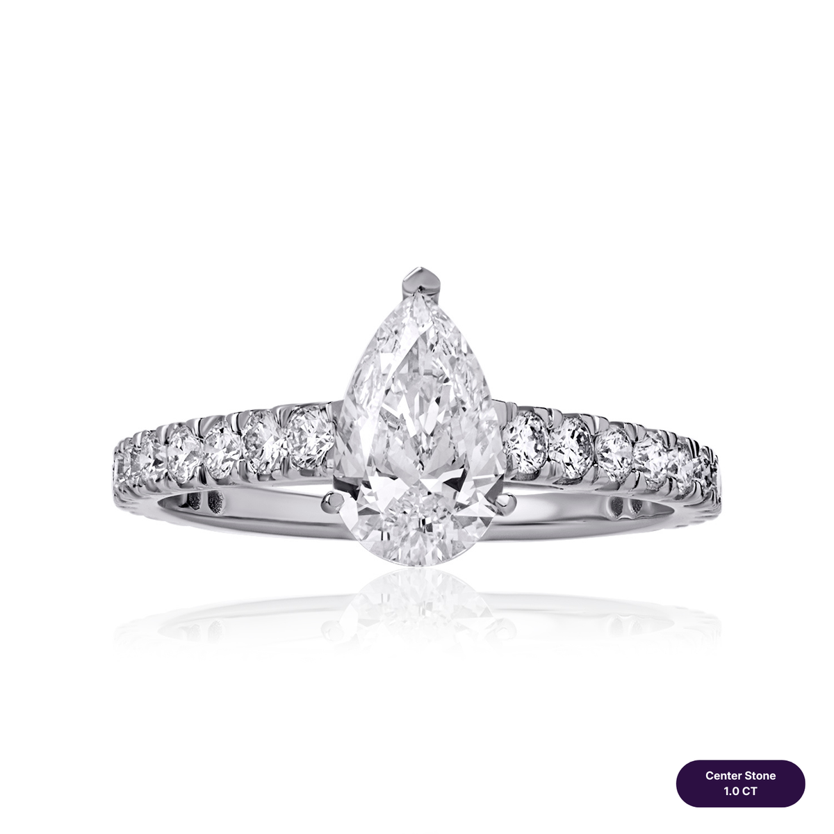 Solitaire pave lab diamond ring pear