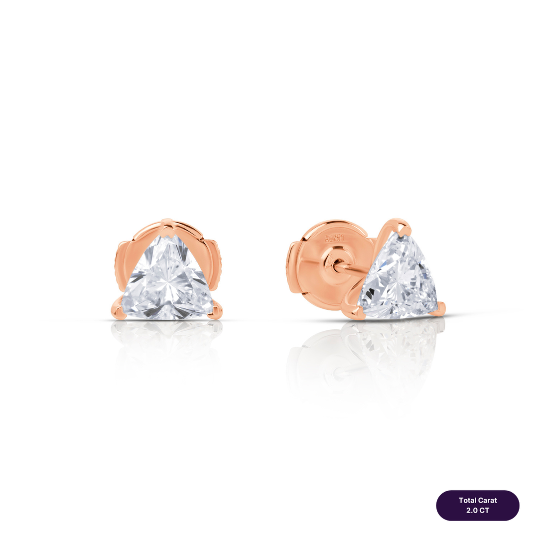 Solitaire Stud Lab Diamond Earrings Trilliant