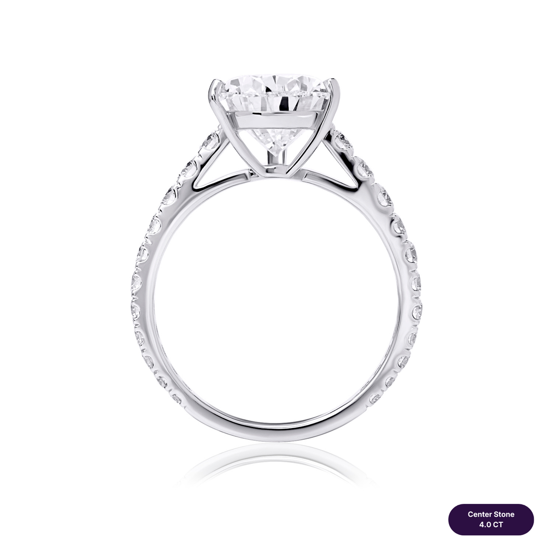 Solitaire Pave Lab Diamond Ring Pear
