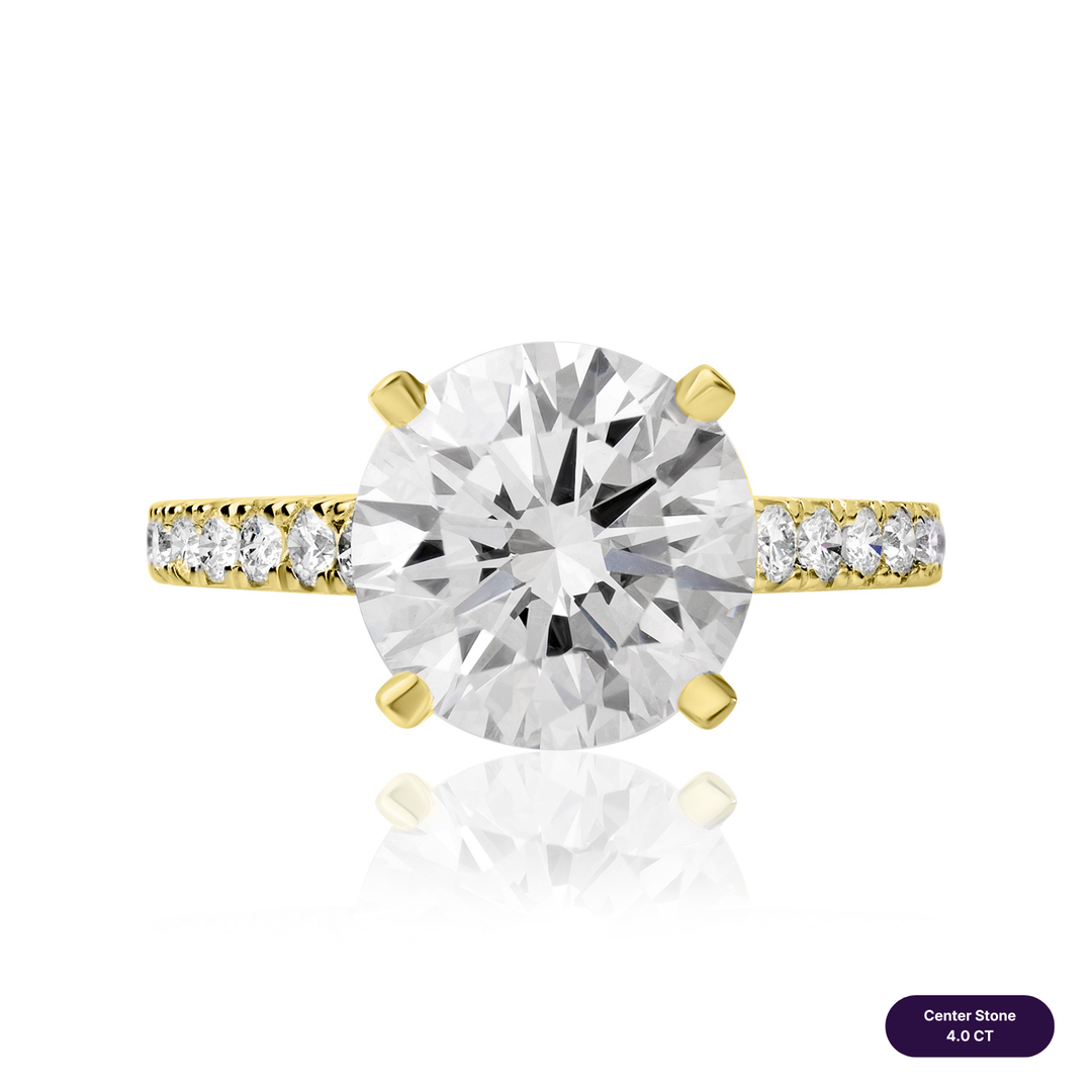 Solitaire Pave Lab Diamond Ring Round