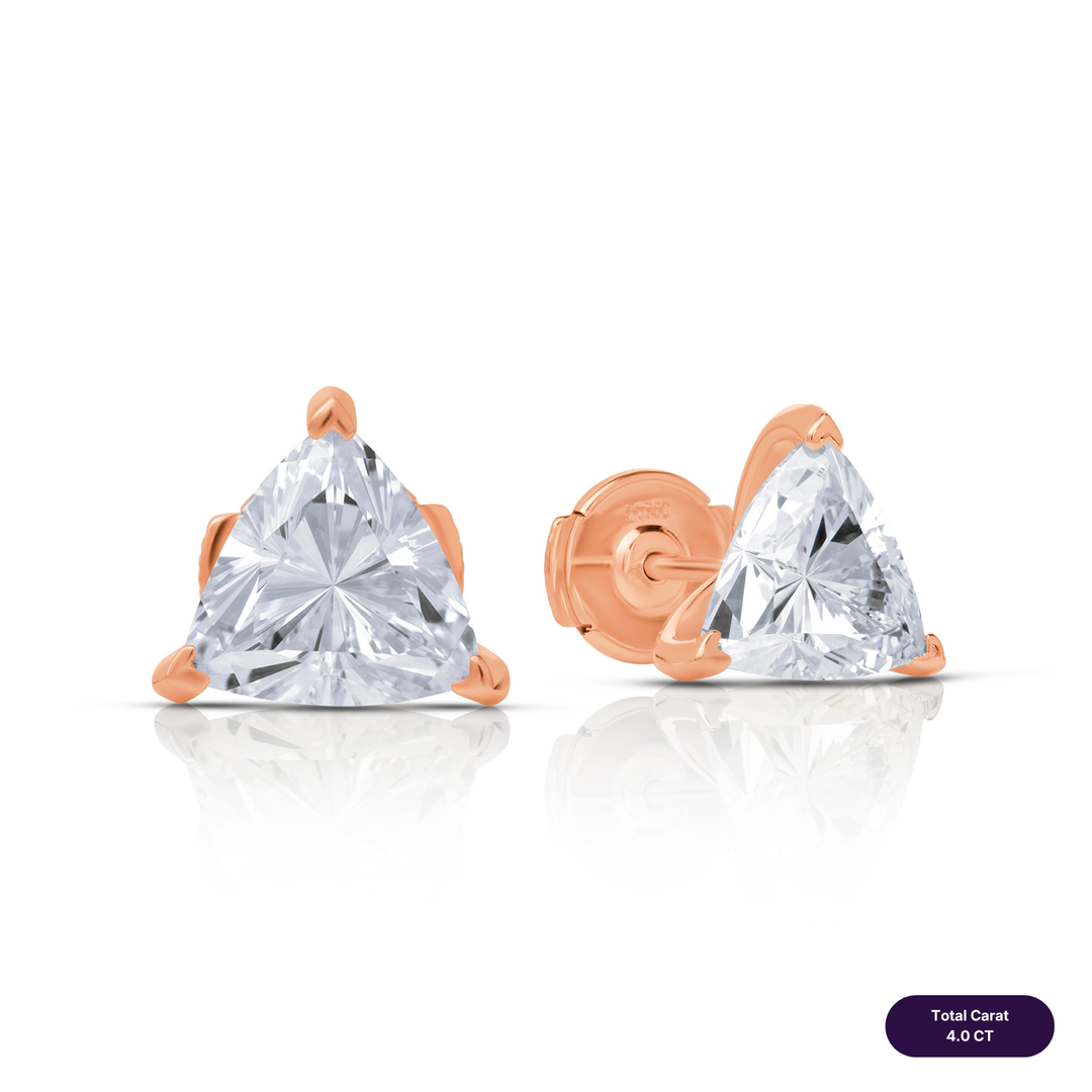 Solitaire Stud Lab Diamond Earrings Trilliant