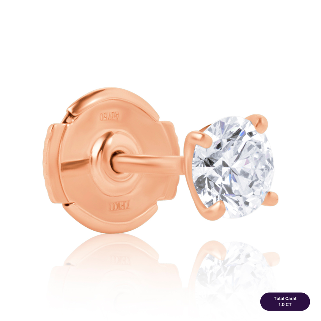 Solitaire Stud Lab Diamond Earrings Round