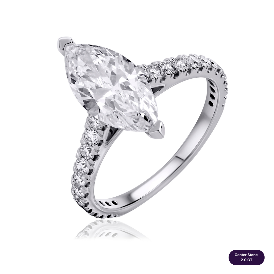 Solitaire Pave Lab Diamond Ring Marquise