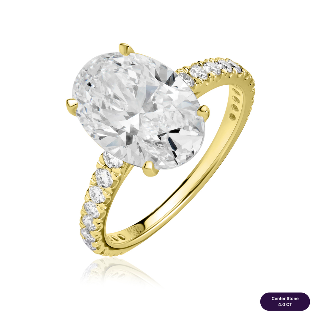 Solitaire Pave Lab Diamond Ring Oval