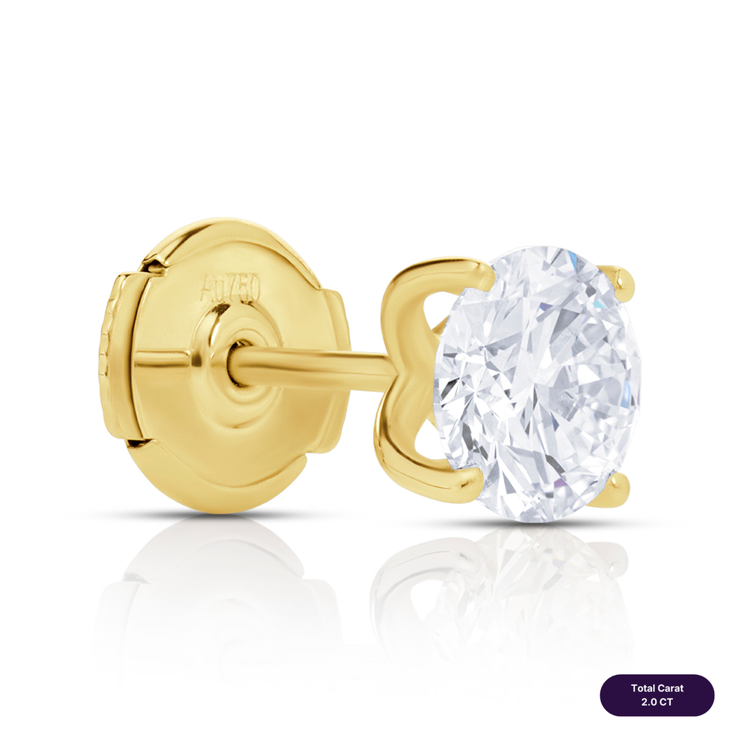 Solitaire Stud Lab Diamond Earrings Round