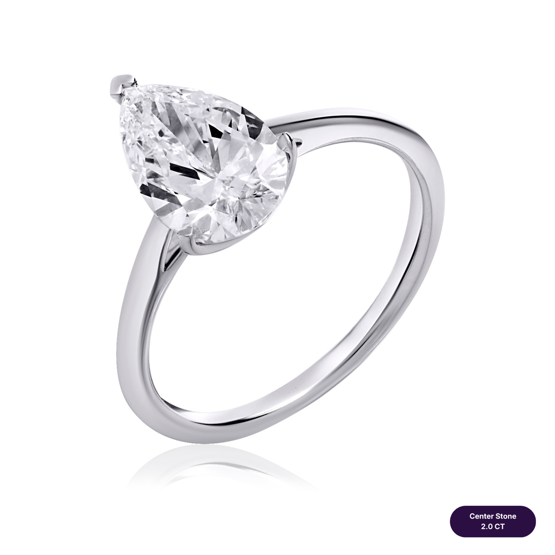 Solitaire Lab Diamond Ring Pear