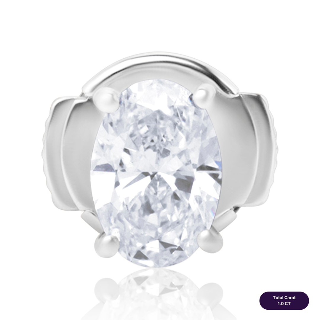 Solitaire Stud Lab Diamond Earrings Oval