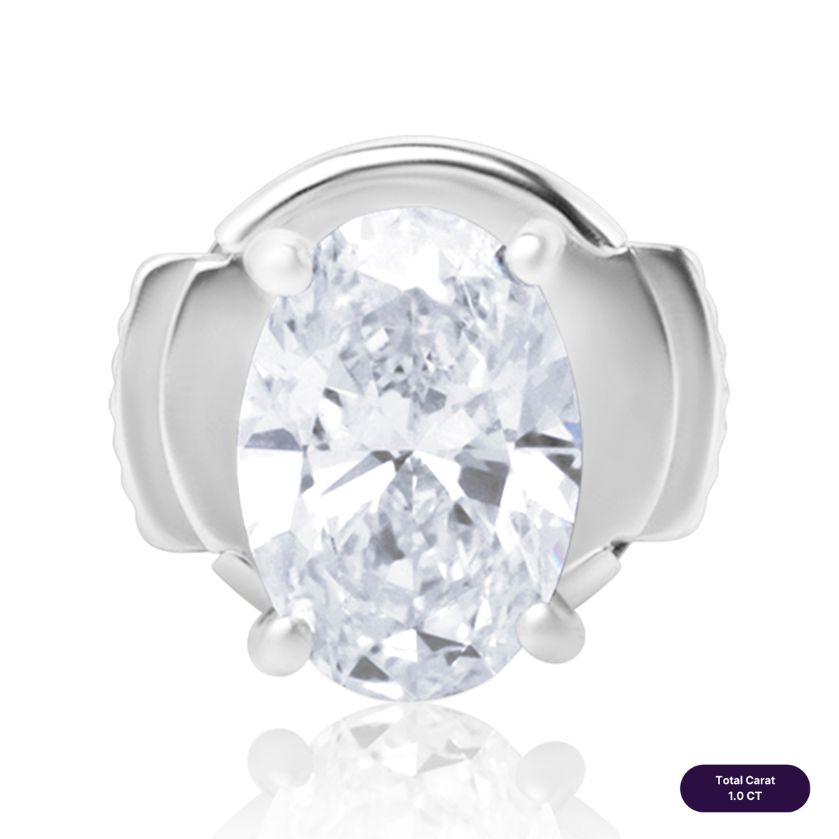 Solitaire stud lab diamond earrings oval