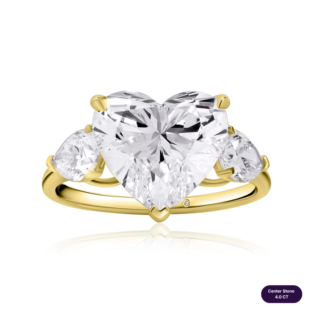 Three-Stones Lab Diamond Ring Heart