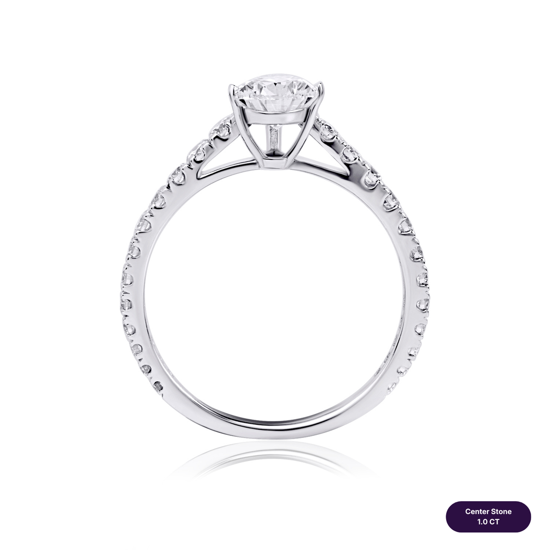 Solitaire Pave Lab Diamond Ring Pear