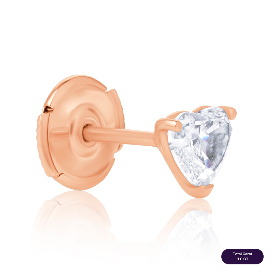 Solitaire Stud Lab Diamond Earrings Heart