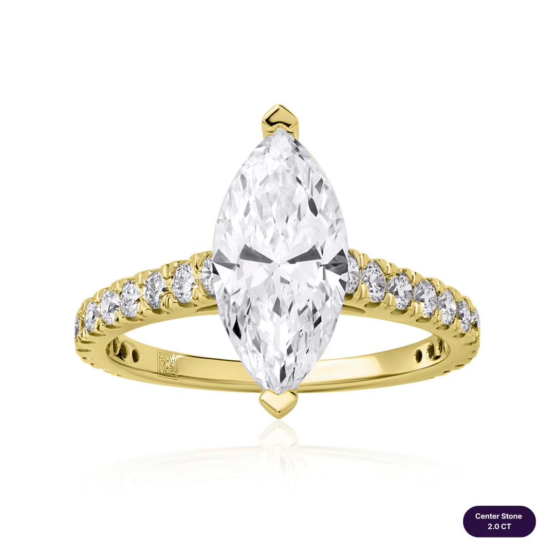 Solitaire Pave Lab Diamond Ring Marquise