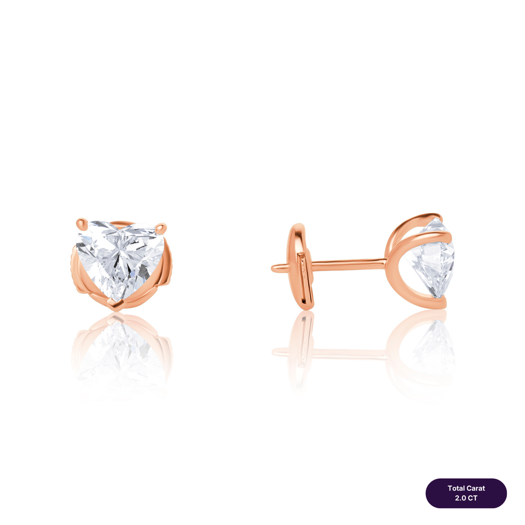 Solitaire Stud Lab Diamond Earrings Heart