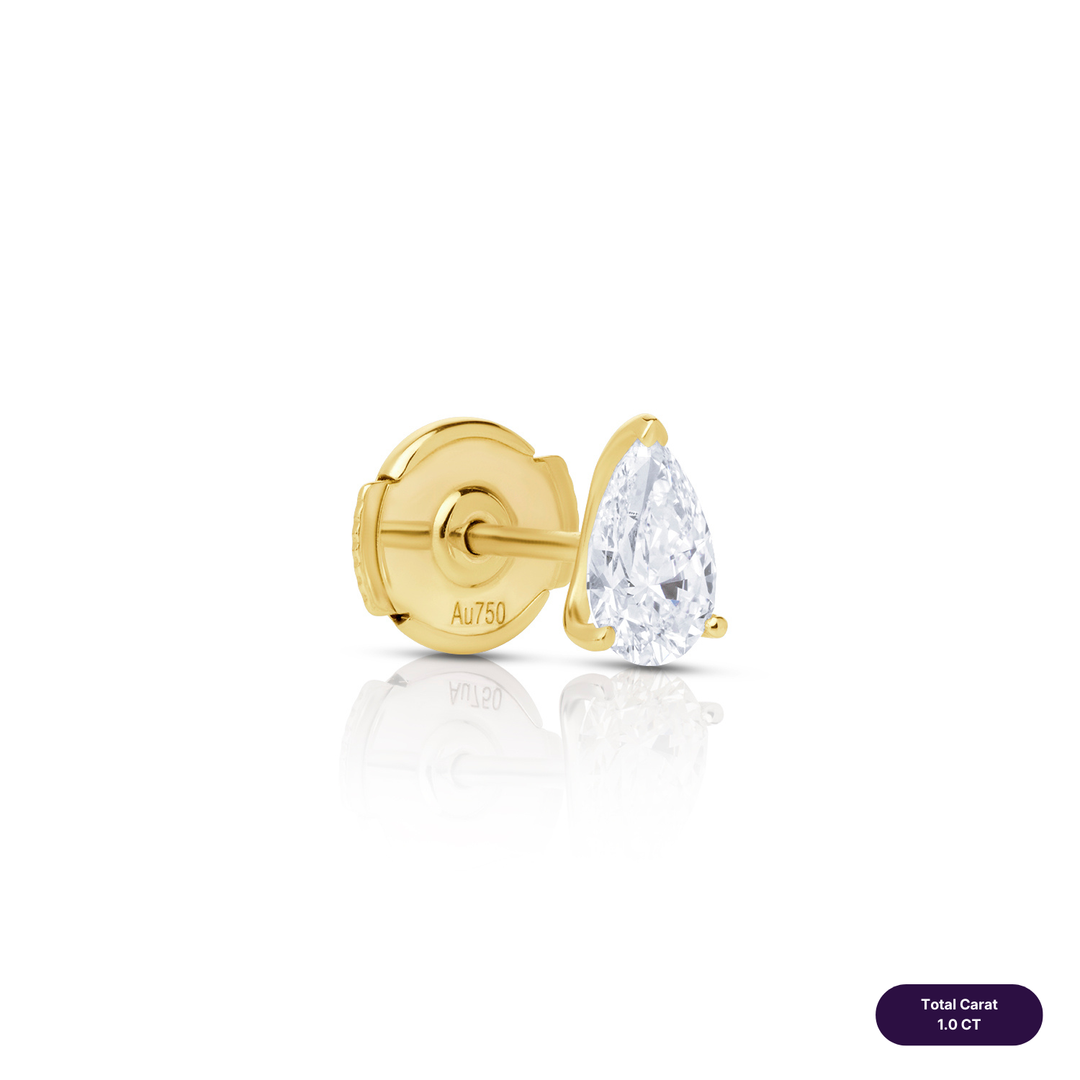Solitaire Stud Lab Diamond Earrings Pear