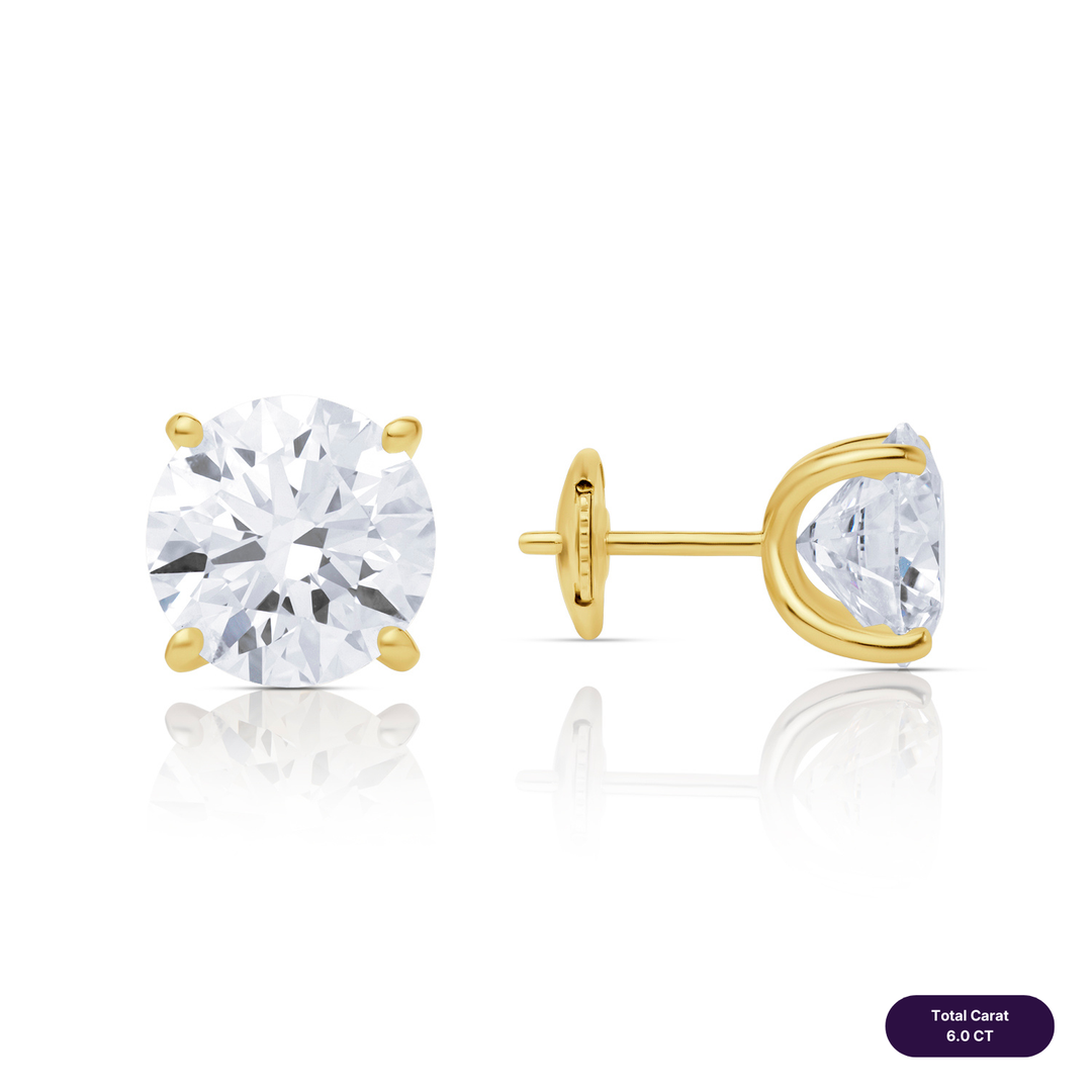 Solitaire Stud Lab Diamond Earrings Round
