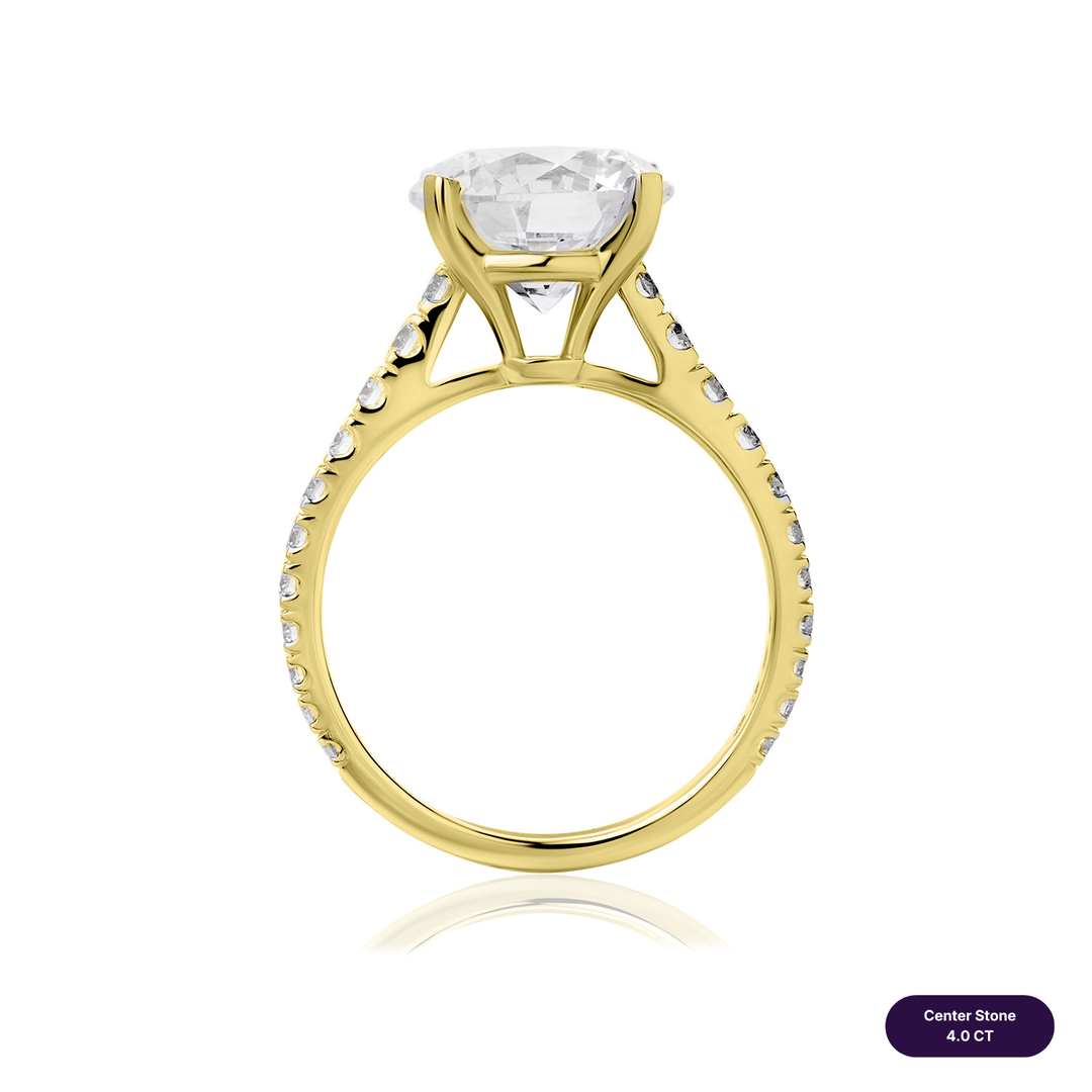 Solitaire Pave Lab Diamond Ring Round