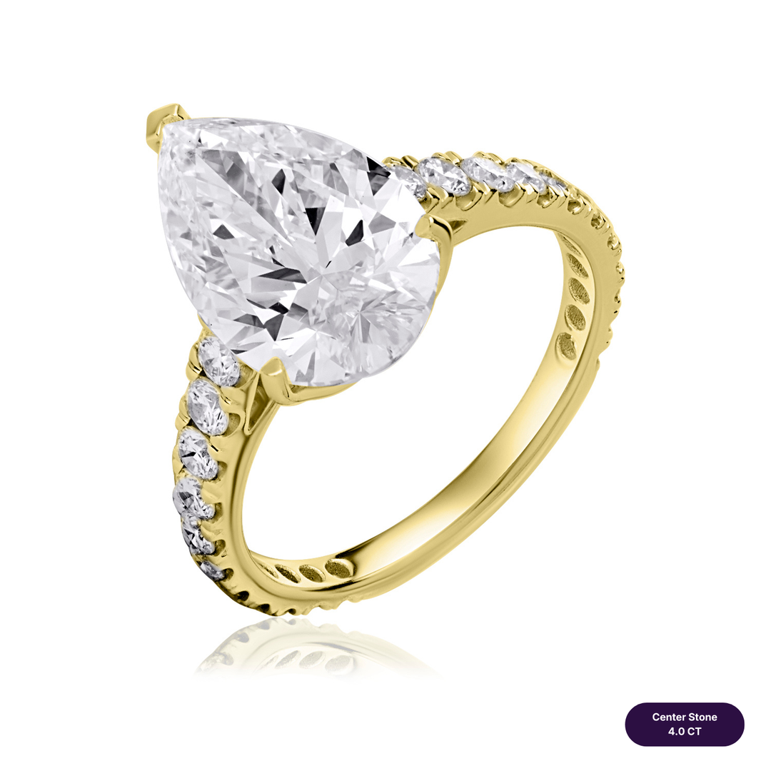 Solitaire Pave Lab Diamond Ring Pear