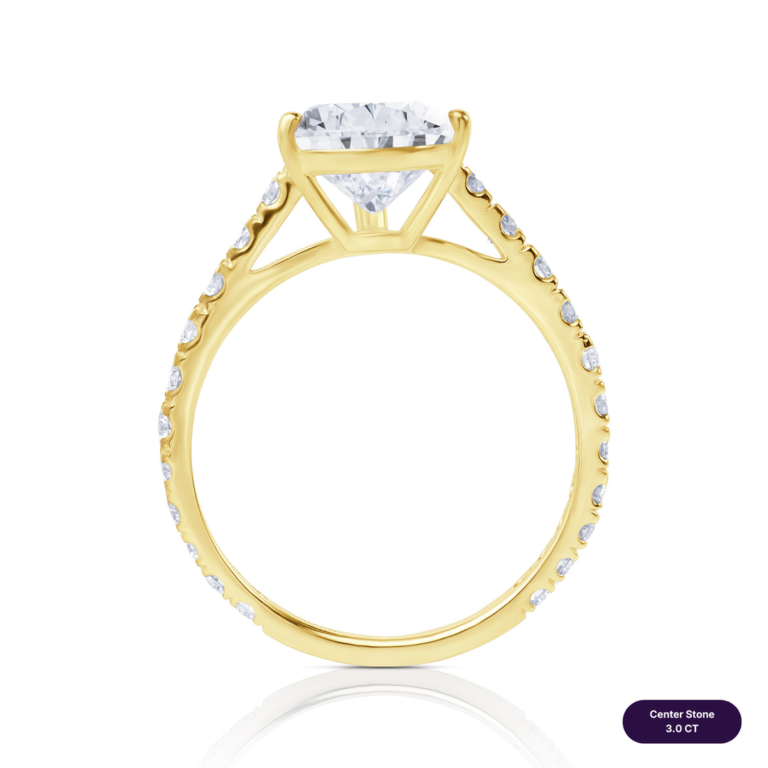 Solitaire Pave Lab Diamond Ring Pear