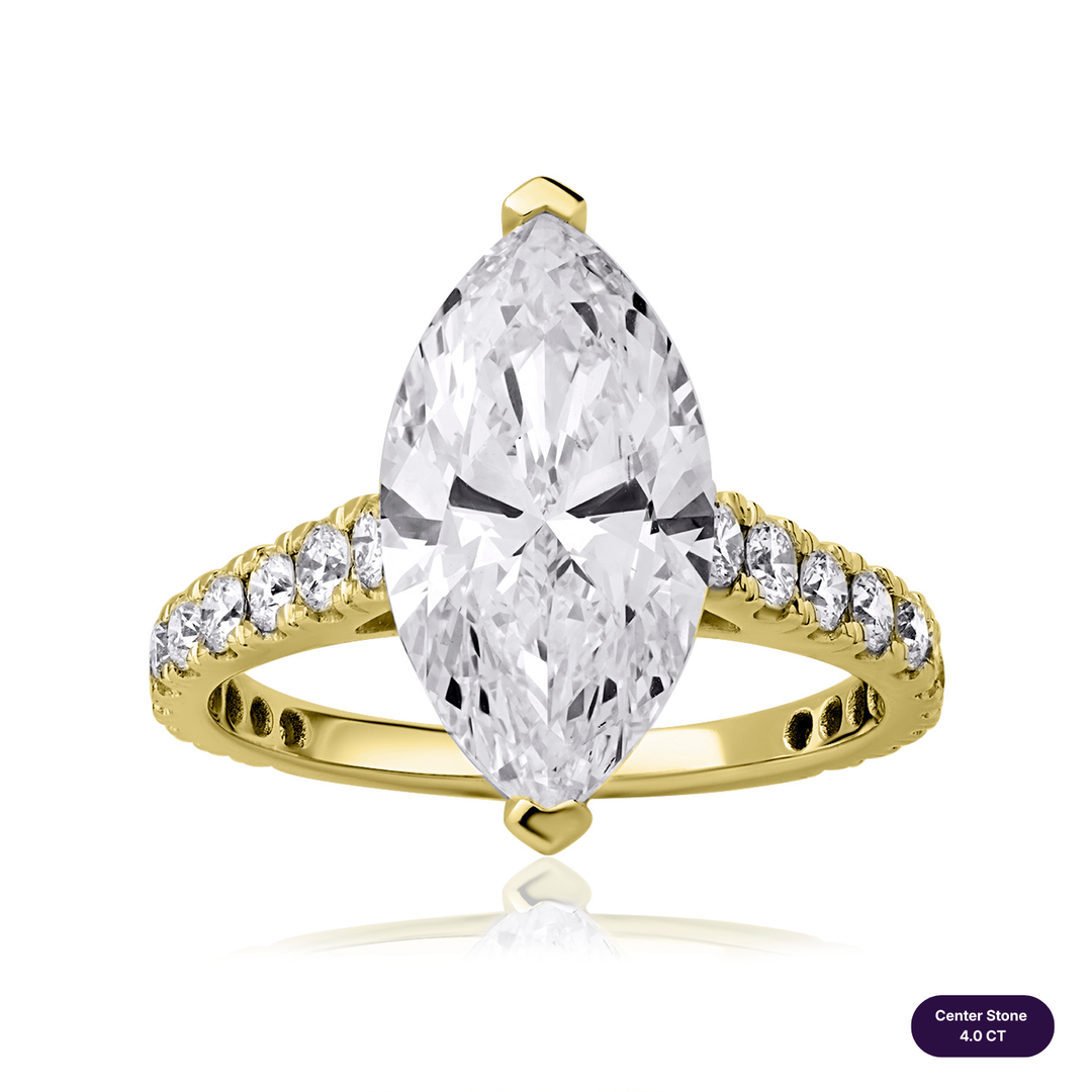 Solitaire Pave Lab Diamond Ring Marquise