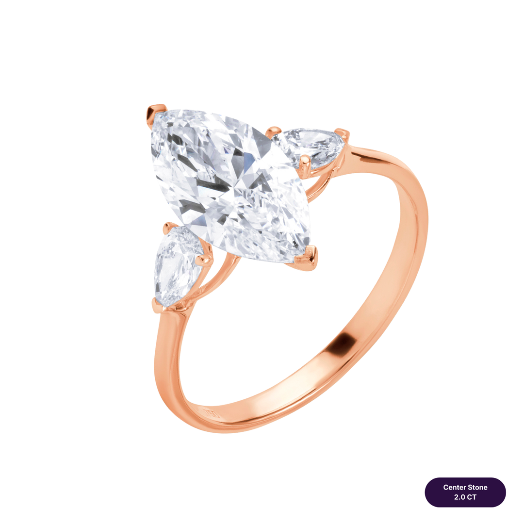 Three-Stones Lab Diamond Ring Marquise