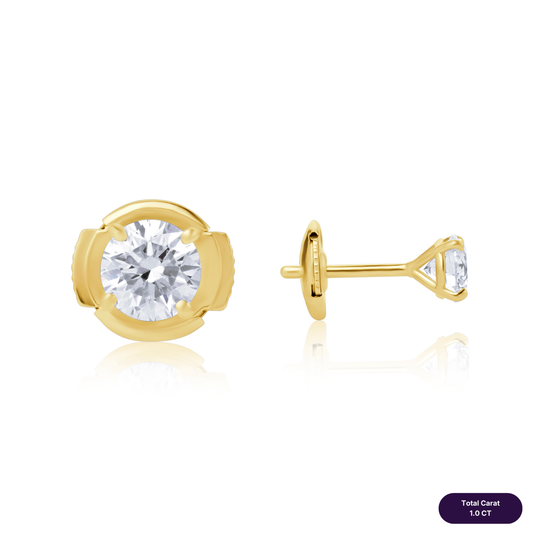 Solitaire Stud Lab Diamond Earrings Round