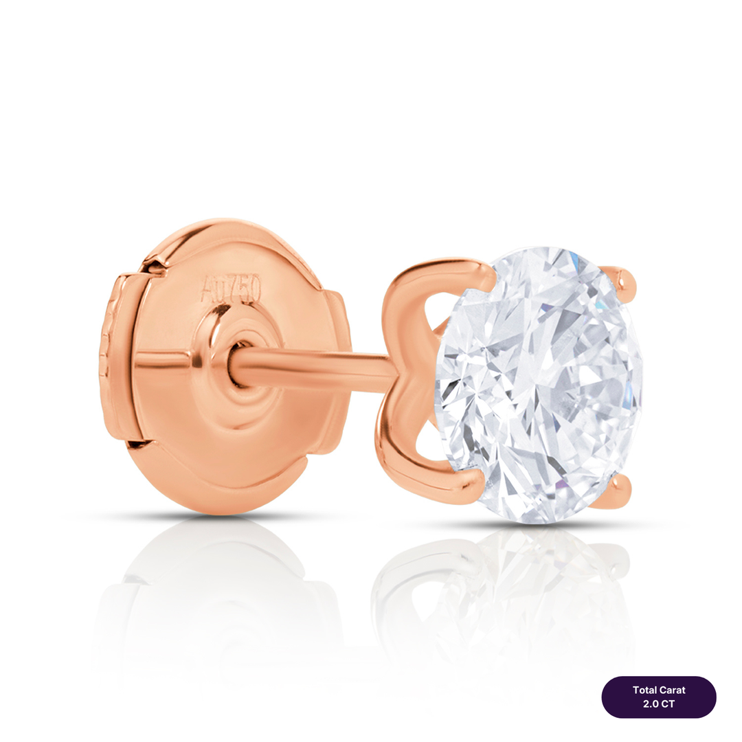 Solitaire Stud Lab Diamond Earrings Round