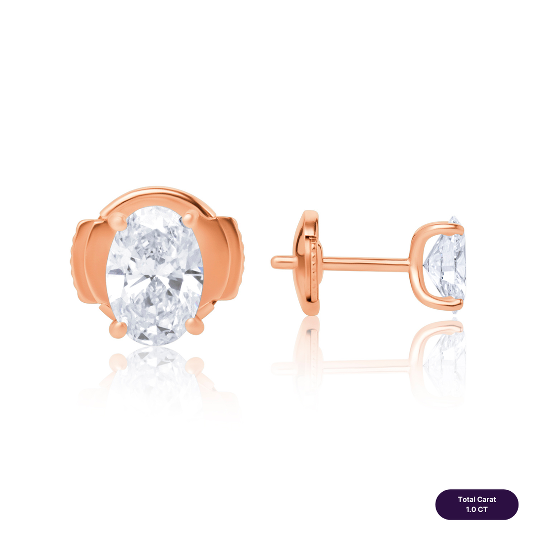 Solitaire Stud Lab Diamond Earrings Oval