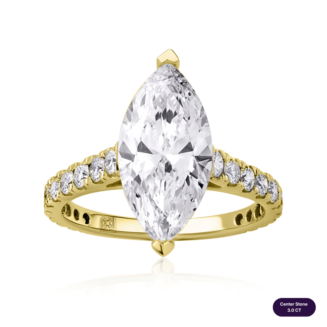 Solitaire Pave Lab Diamond Ring Marquise