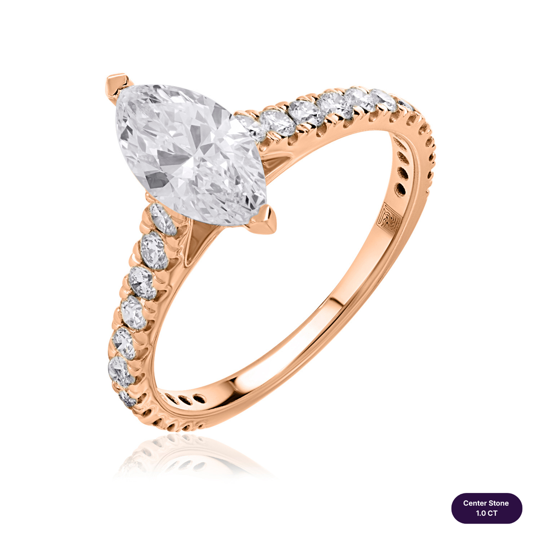 Solitaire Pave Lab Diamond Ring Marquise