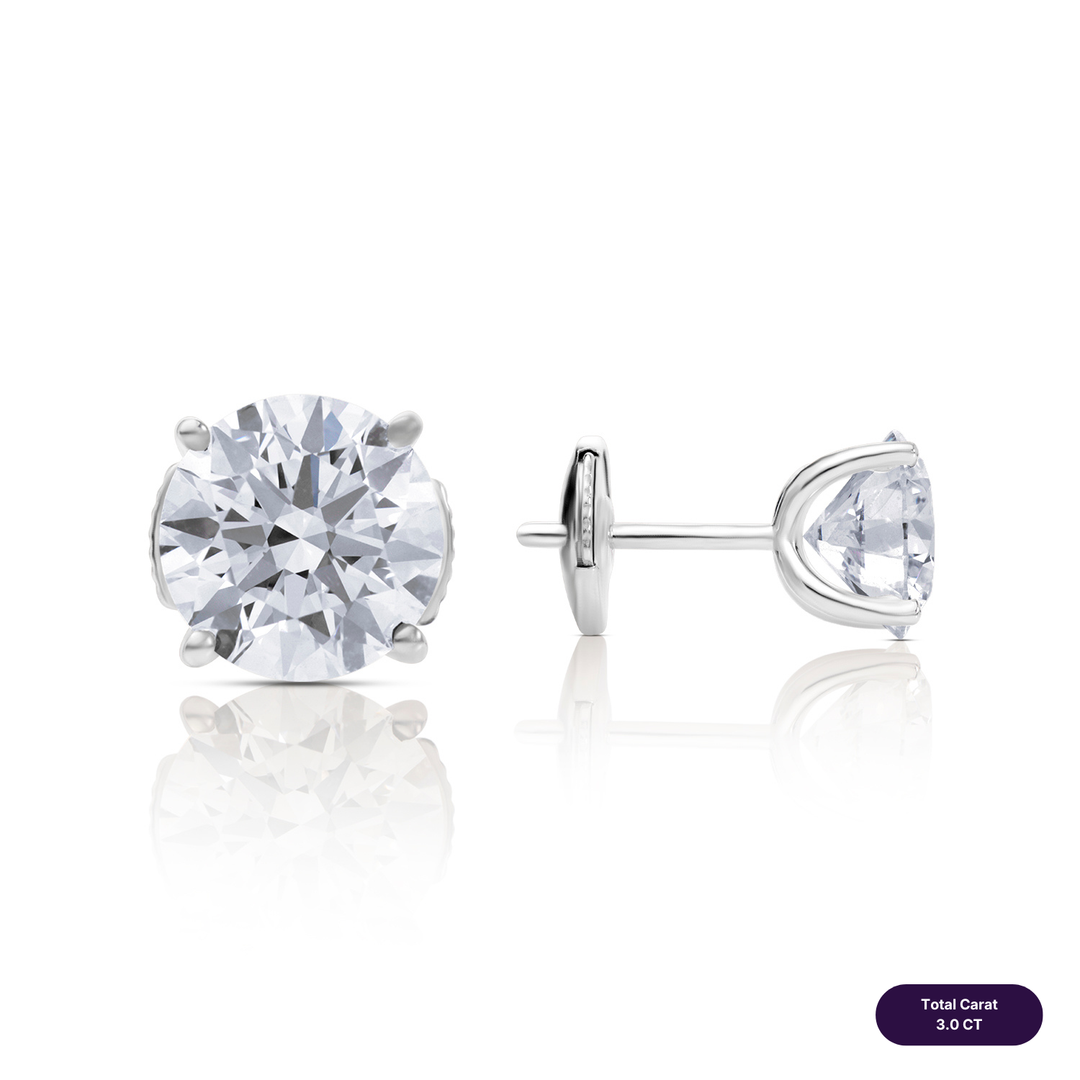 Solitaire Stud Lab Diamond Earrings Round