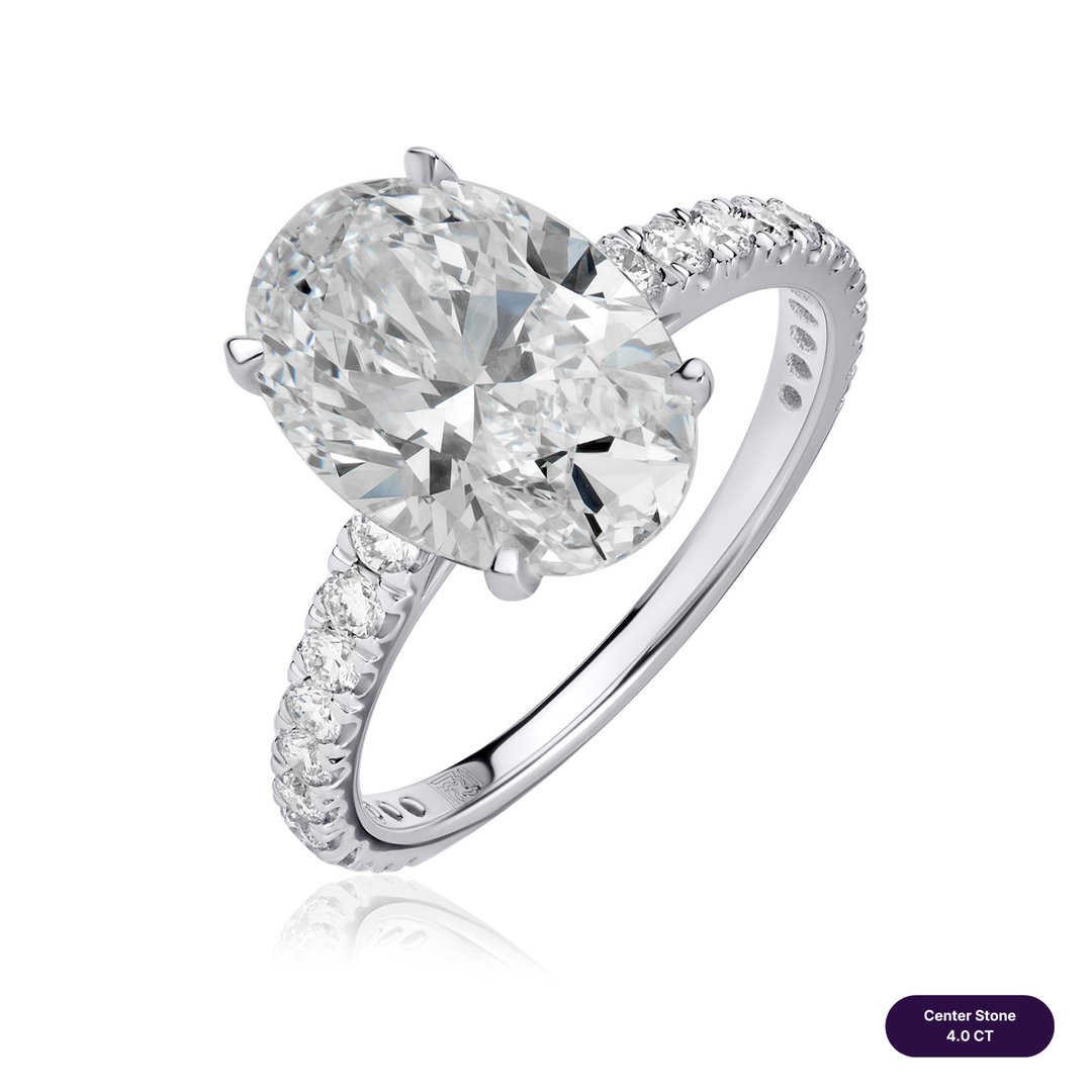 Solitaire Pave Lab Diamond Ring Oval