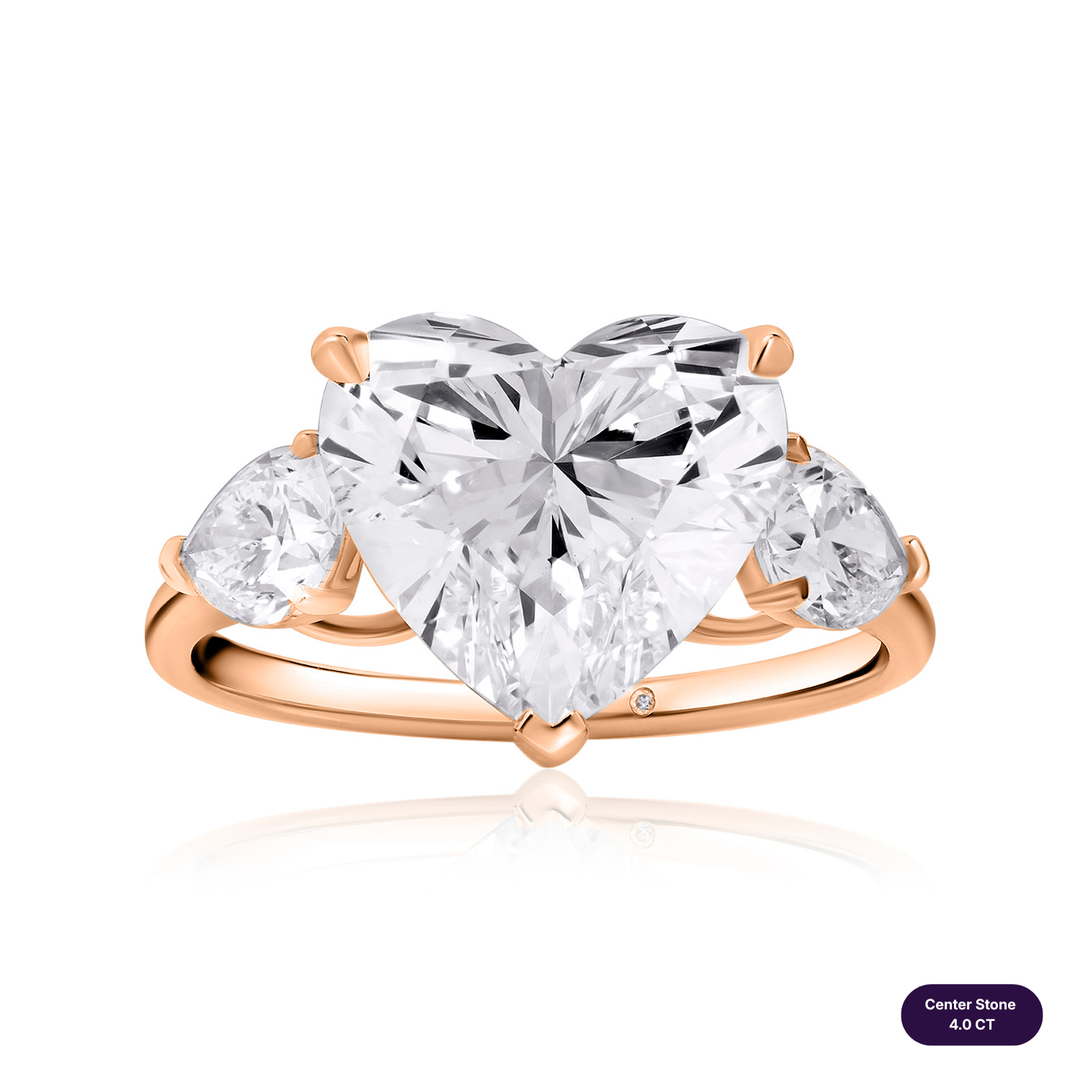 Three-Stones Lab Diamond Ring Heart