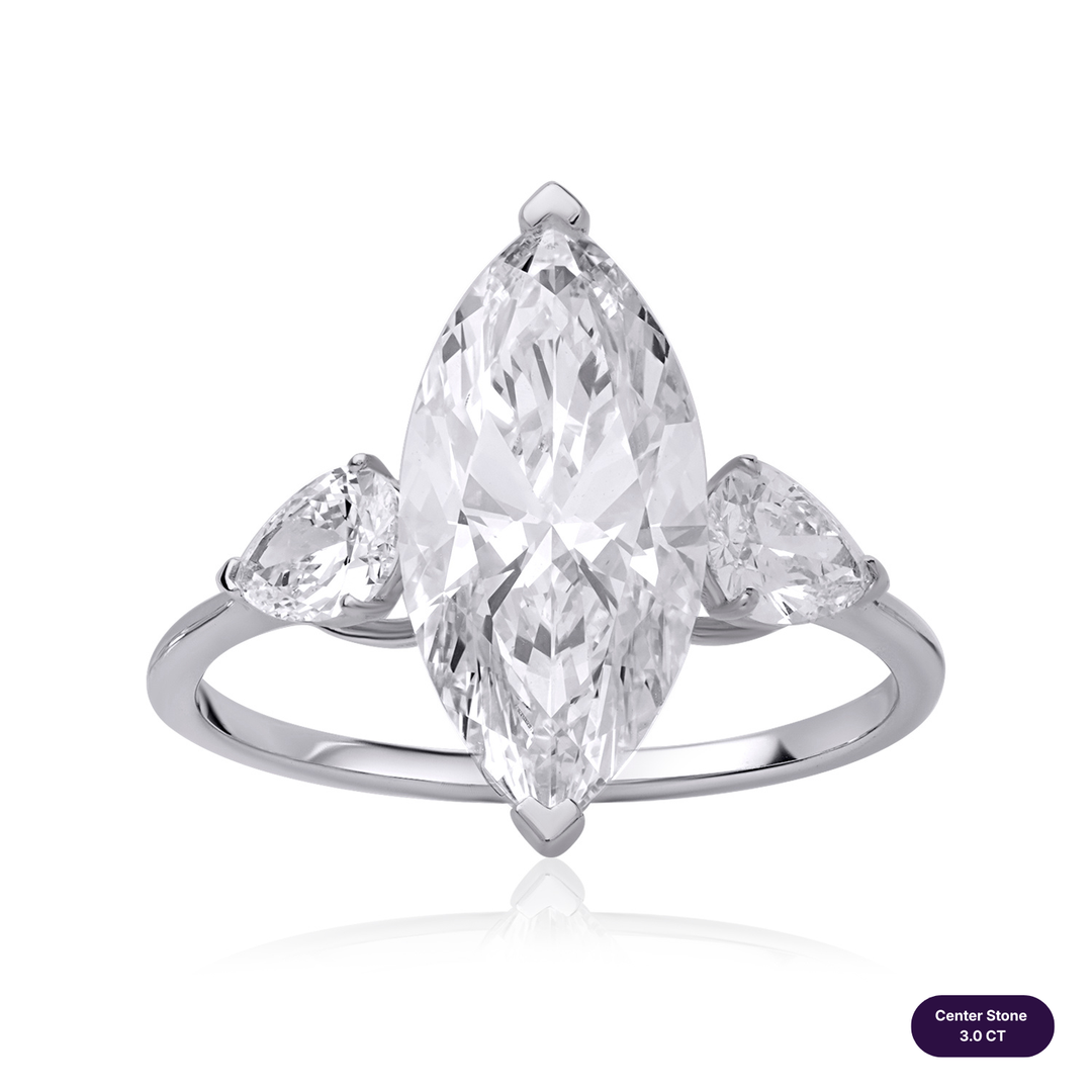 Three-Stones Lab Diamond Ring Marquise