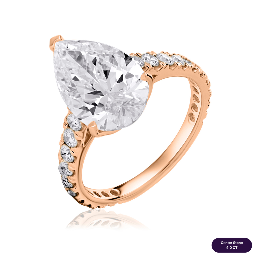 Solitaire Pave Lab Diamond Ring Pear