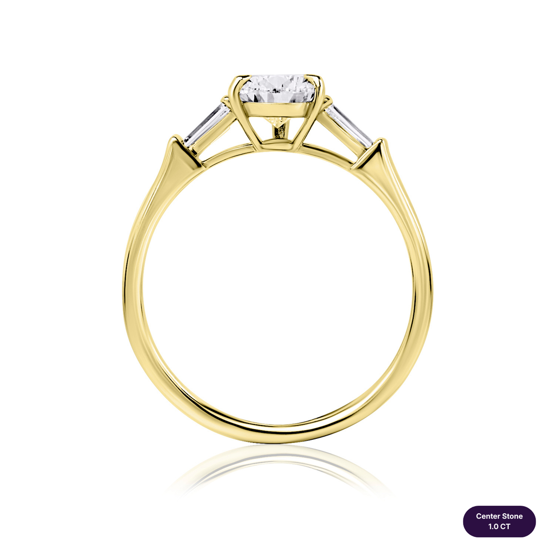 Three-Stones Lab Diamond Ring Pear with Tapered