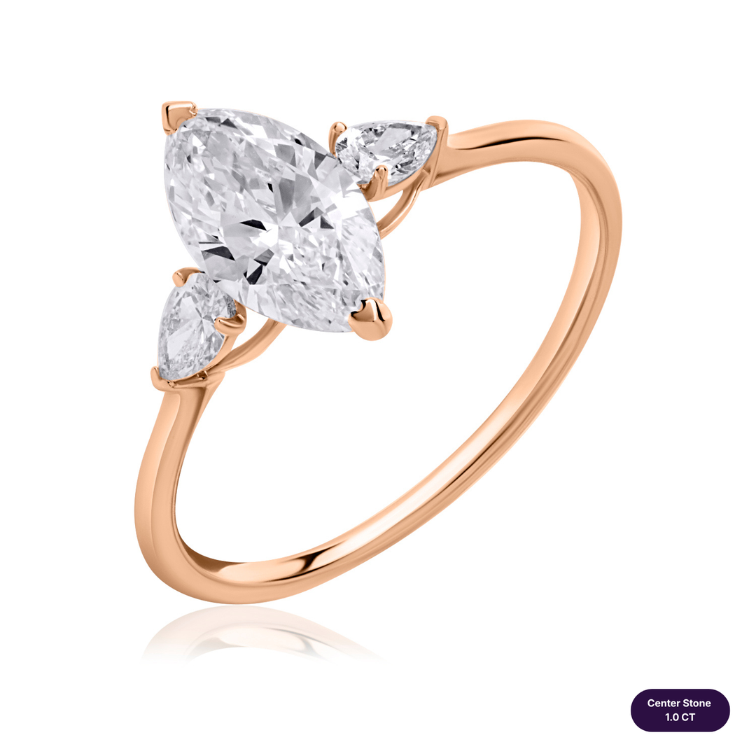 Three-Stones Lab Diamond Ring Marquise