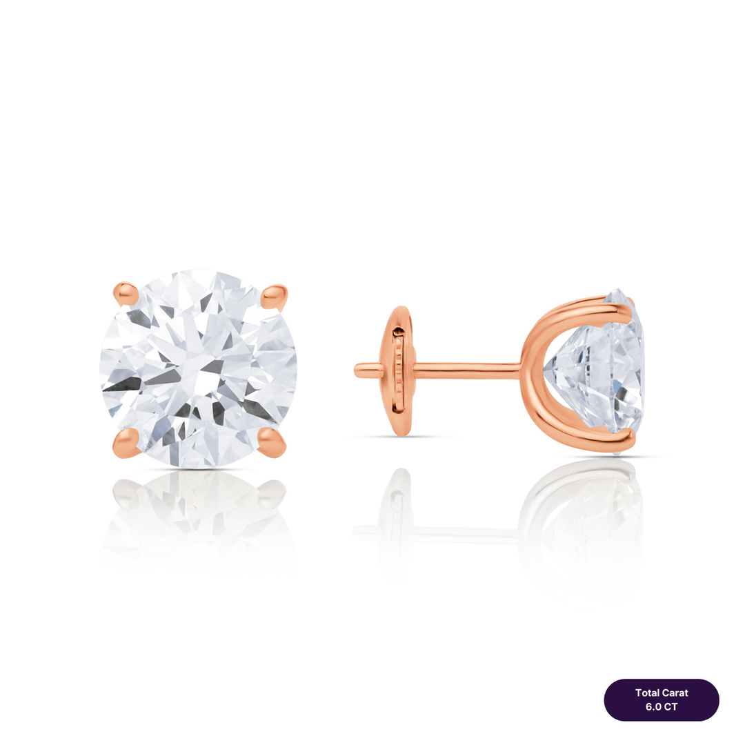 Solitaire Stud Lab Diamond Earrings Round
