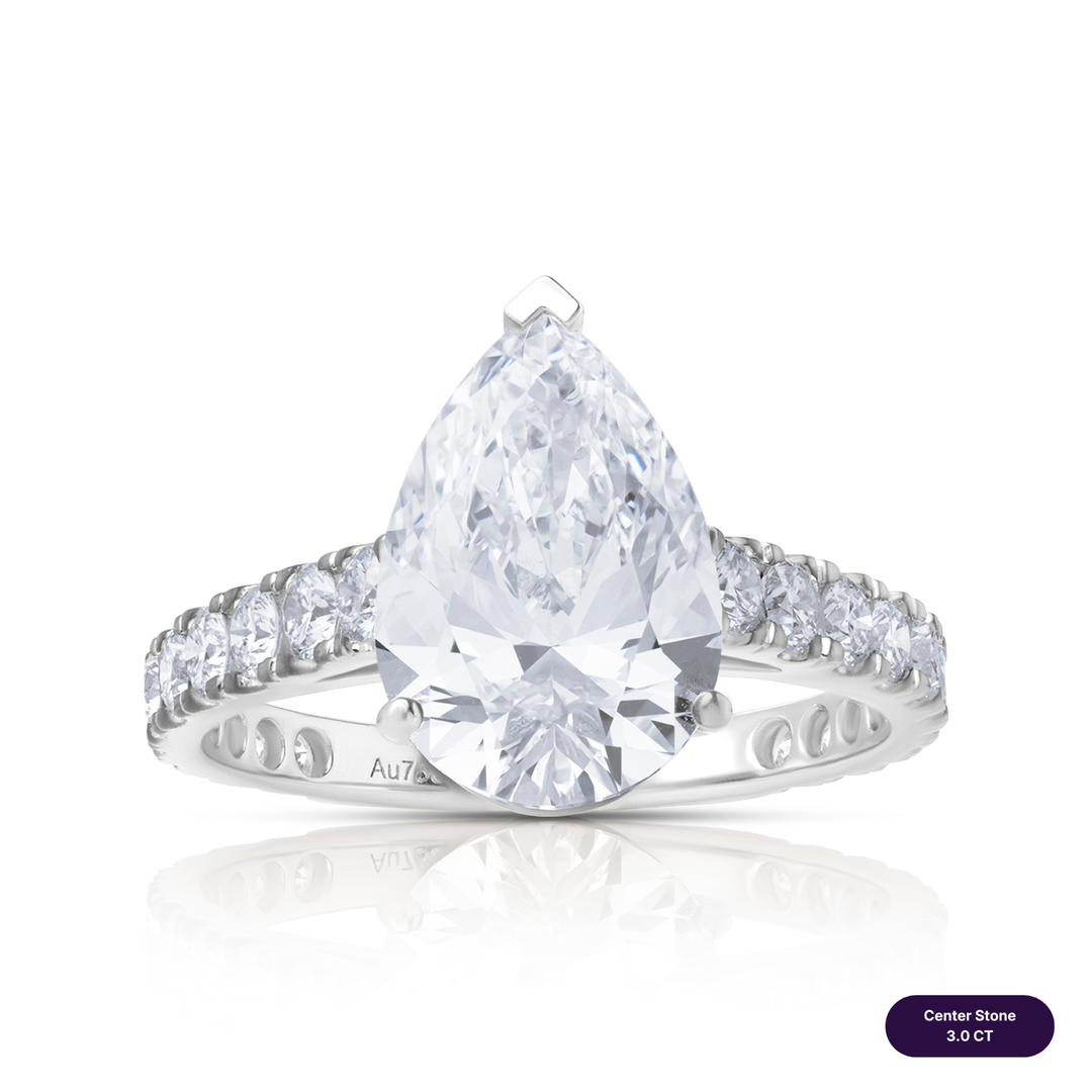 Solitaire Pave Lab Diamond Ring Pear