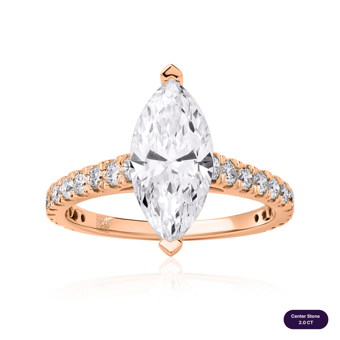 Solitaire Pave Lab Diamond Ring Marquise