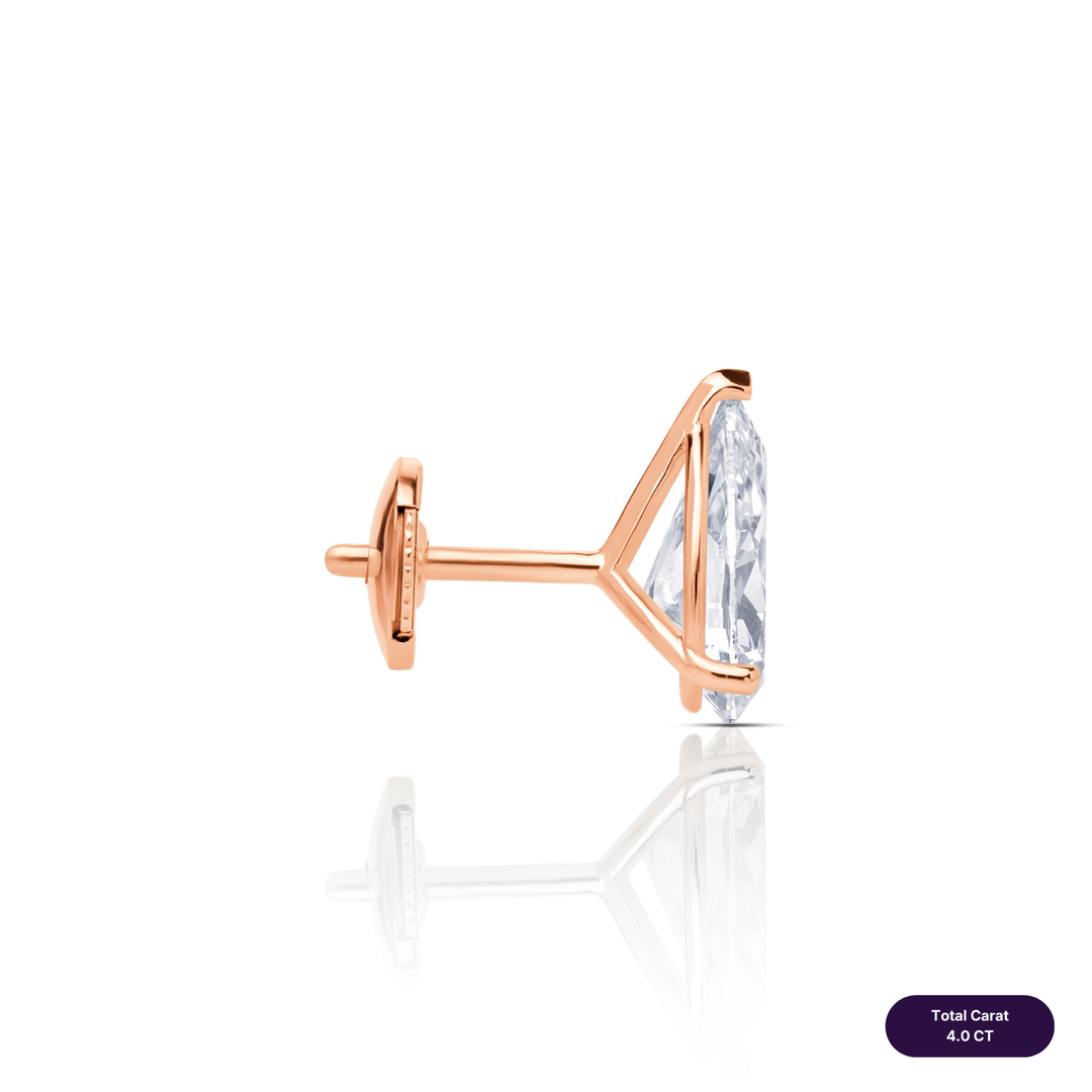 Solitaire Stud Lab Diamond Earrings Pear