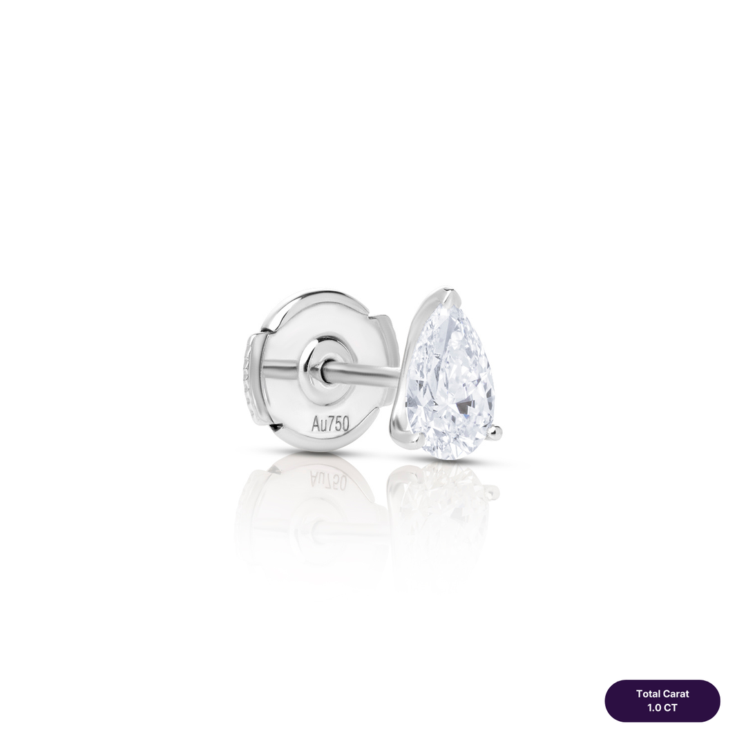 Solitaire Stud Lab Diamond Earrings Pear
