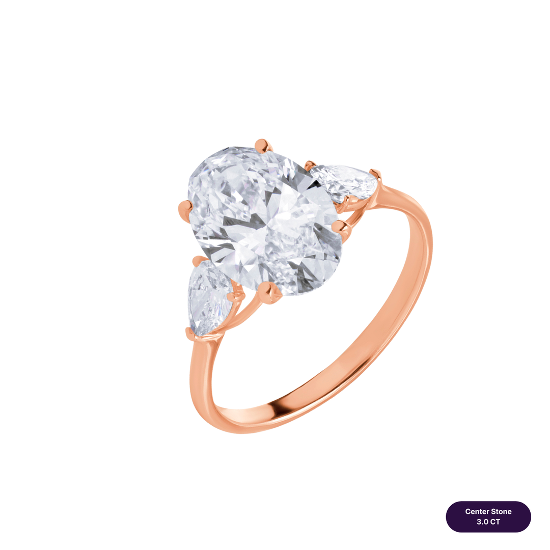Three-Stones Lab Diamond Ring Oval