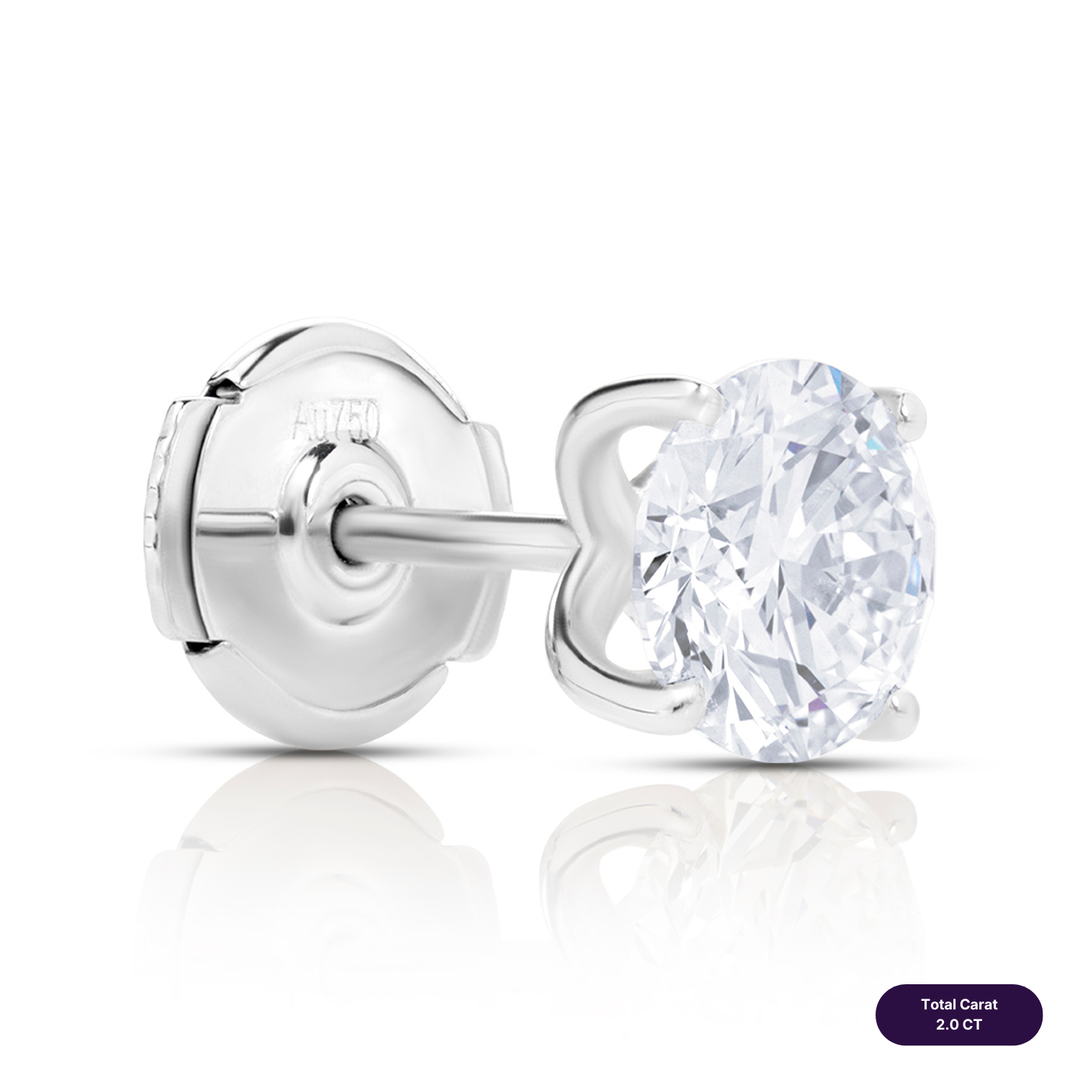Solitaire Stud Lab Diamond Earrings Round