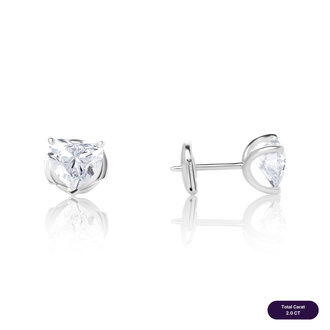 Solitaire Stud Lab Diamond Earrings Heart