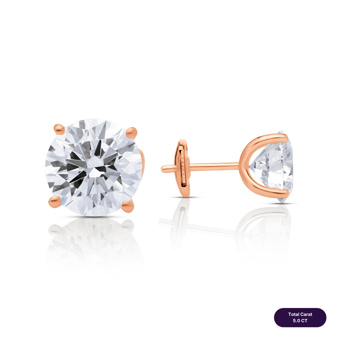 Solitaire Stud Lab Diamond Earrings Round