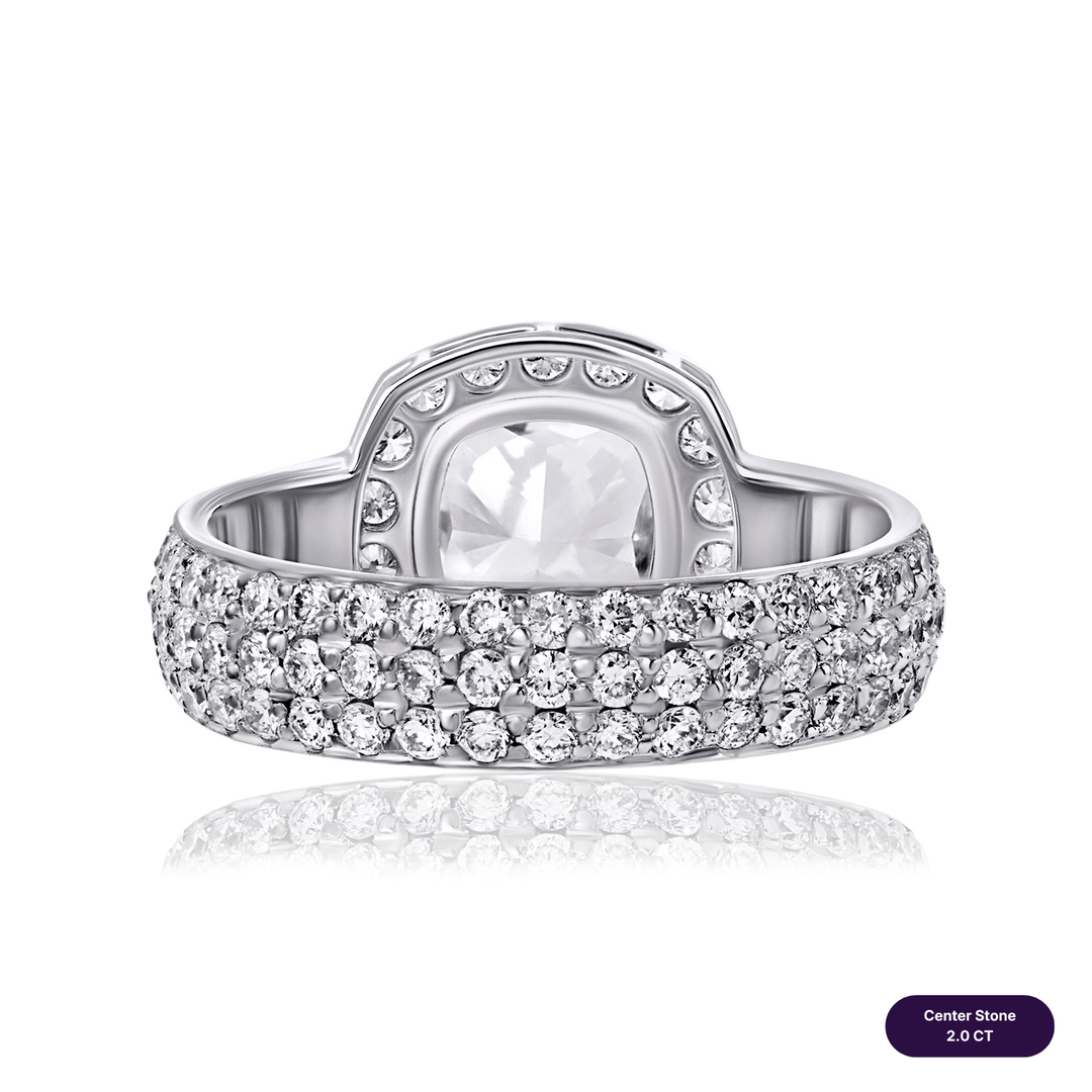 Solitaire Pave Lab Diamond Ring Square Cushion